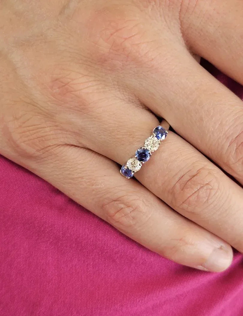 Platinum Diamond and Sapphire Ring