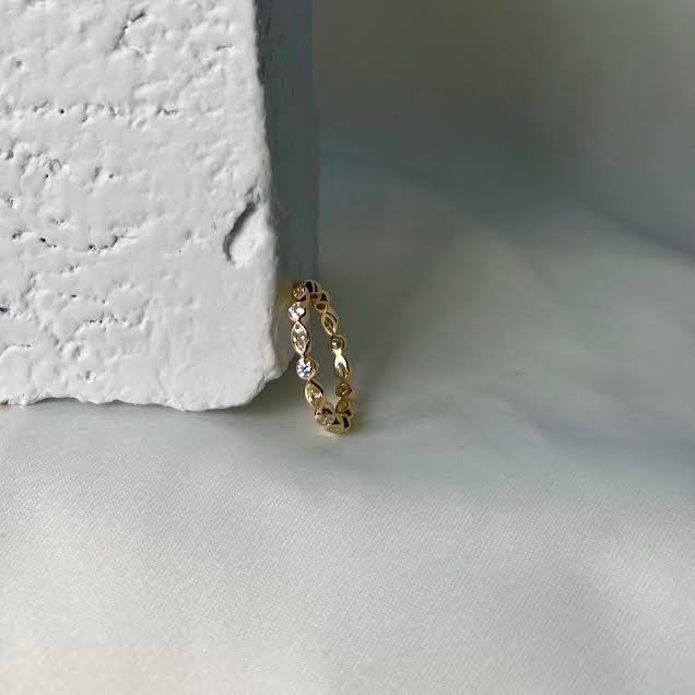 Yellow Gold Round and Marquise Diamond Band