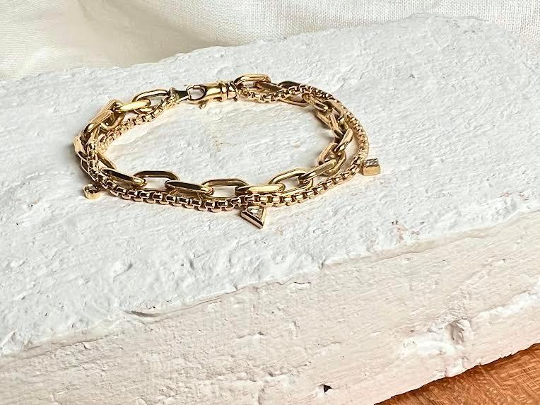 18 karat Yellow Gold and Diamond Link Bracelet