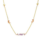 Yellow Gold Pink and Orange Sapphire Chaos Necklace