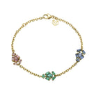Yellow Gold Sapphire and Emerald Cluster Bracelet