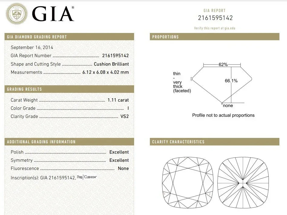 Platinum and Cushion Cut Diamond Ring