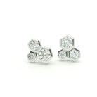 White Gold Hex Cluster Earrings