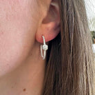 White Gold Center Hex Diamond Hoop