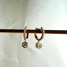 Yellow gold and diamond huggie hex drops