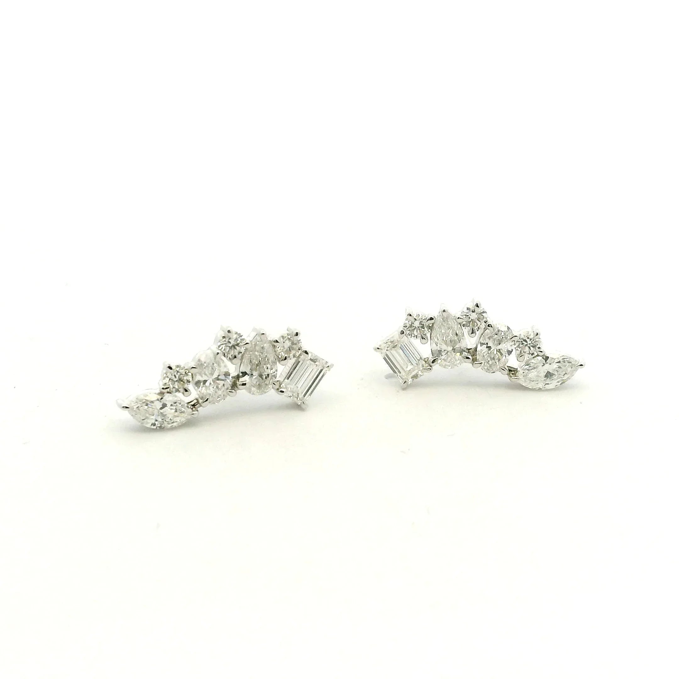 White Gold and Diamond Climber Earrings