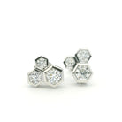 White Gold Hex Cluster Earrings