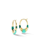 18 karat Yellow Gold, Malachite and Chrysoprase Hoop Earrings