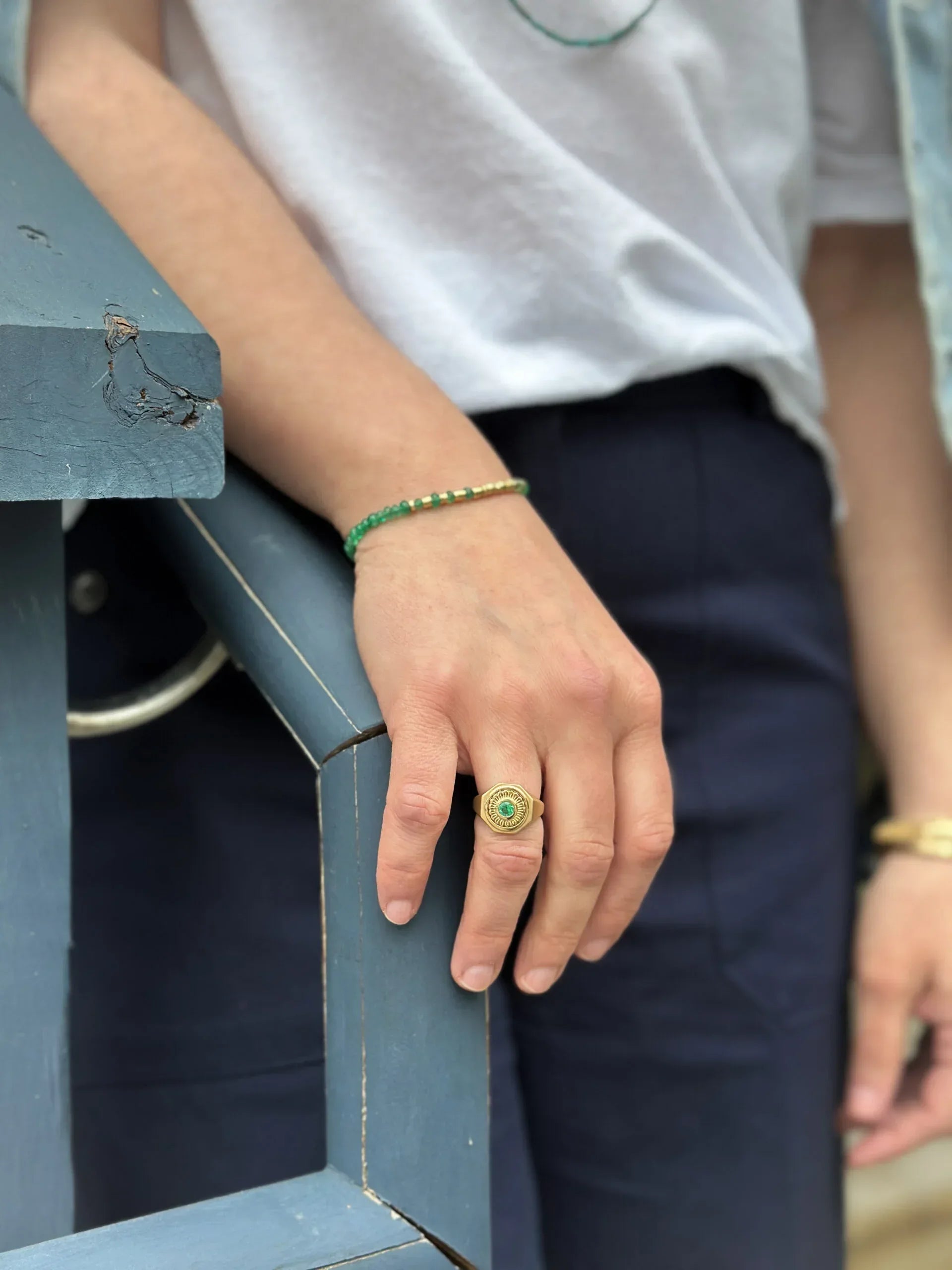 Emerald Mandala Signet Ring