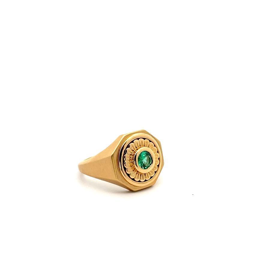 Emerald Mandala Signet Ring