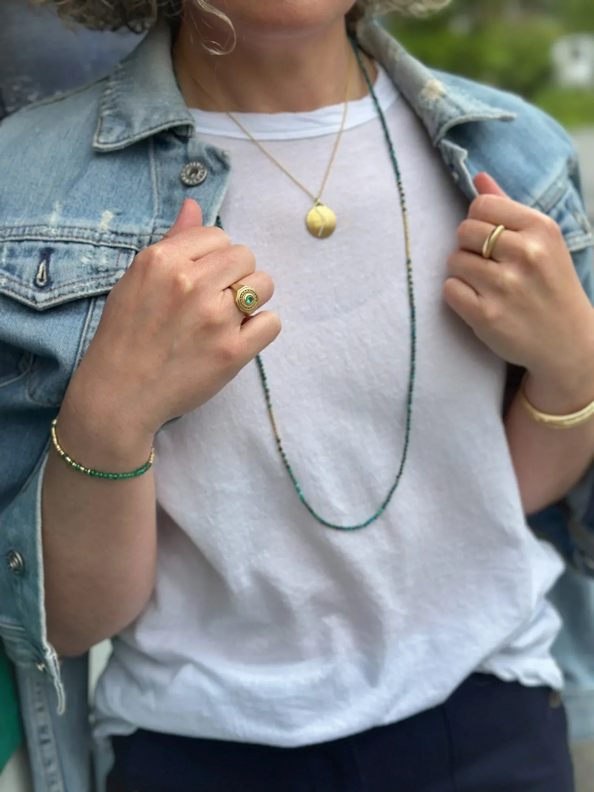 Emerald Mandala Signet Ring