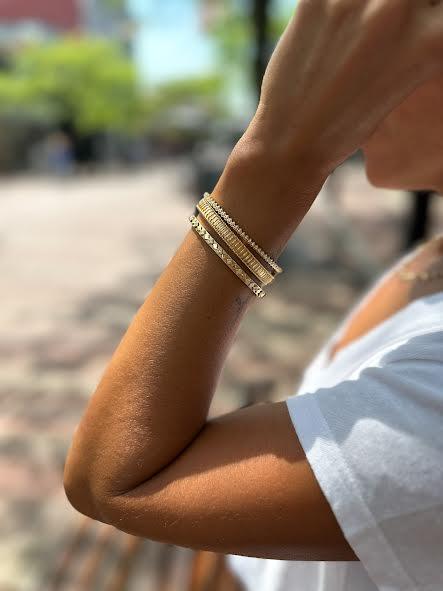 18 karat Yellow Gold and Diamond "Mandala Petal" Bangle