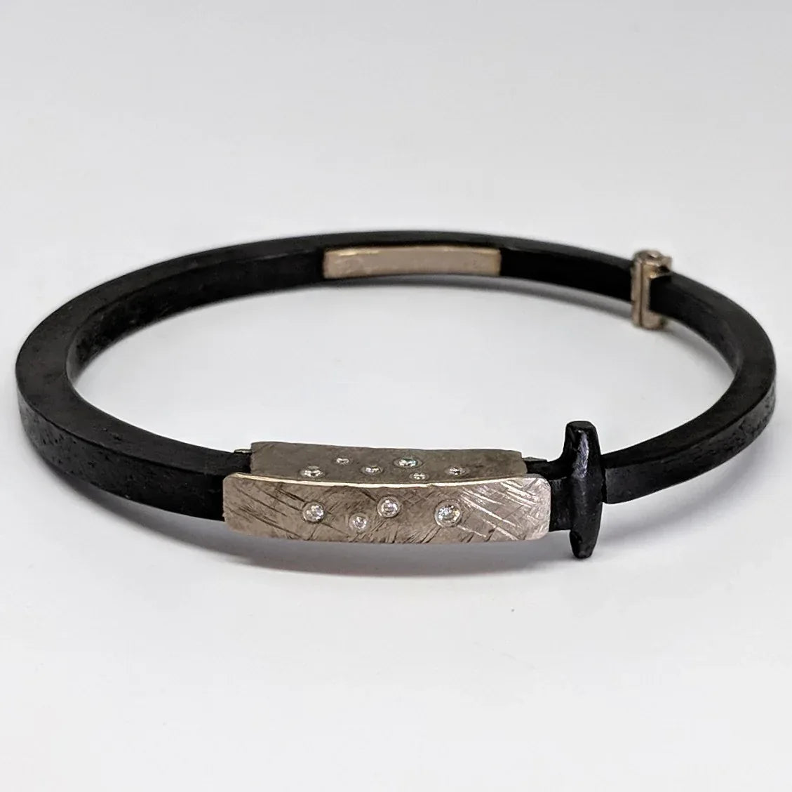 Palladium Collar Nail Bracelet with Diamonds