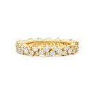 The Paul Morelli Confetti Ring Small is a dazzling 18k yellow gold band, featuring an intricate design with round diamonds and an inner Paul Morelli engraving, shown on a plain white background.