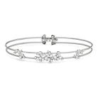 Silver bracelet with floral designs on a white background