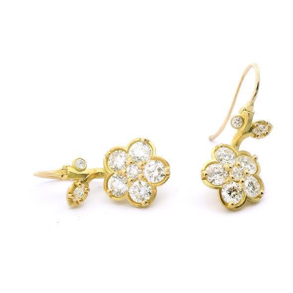 Diamond and 18 karat Yellow Gold Wild Child Earrings