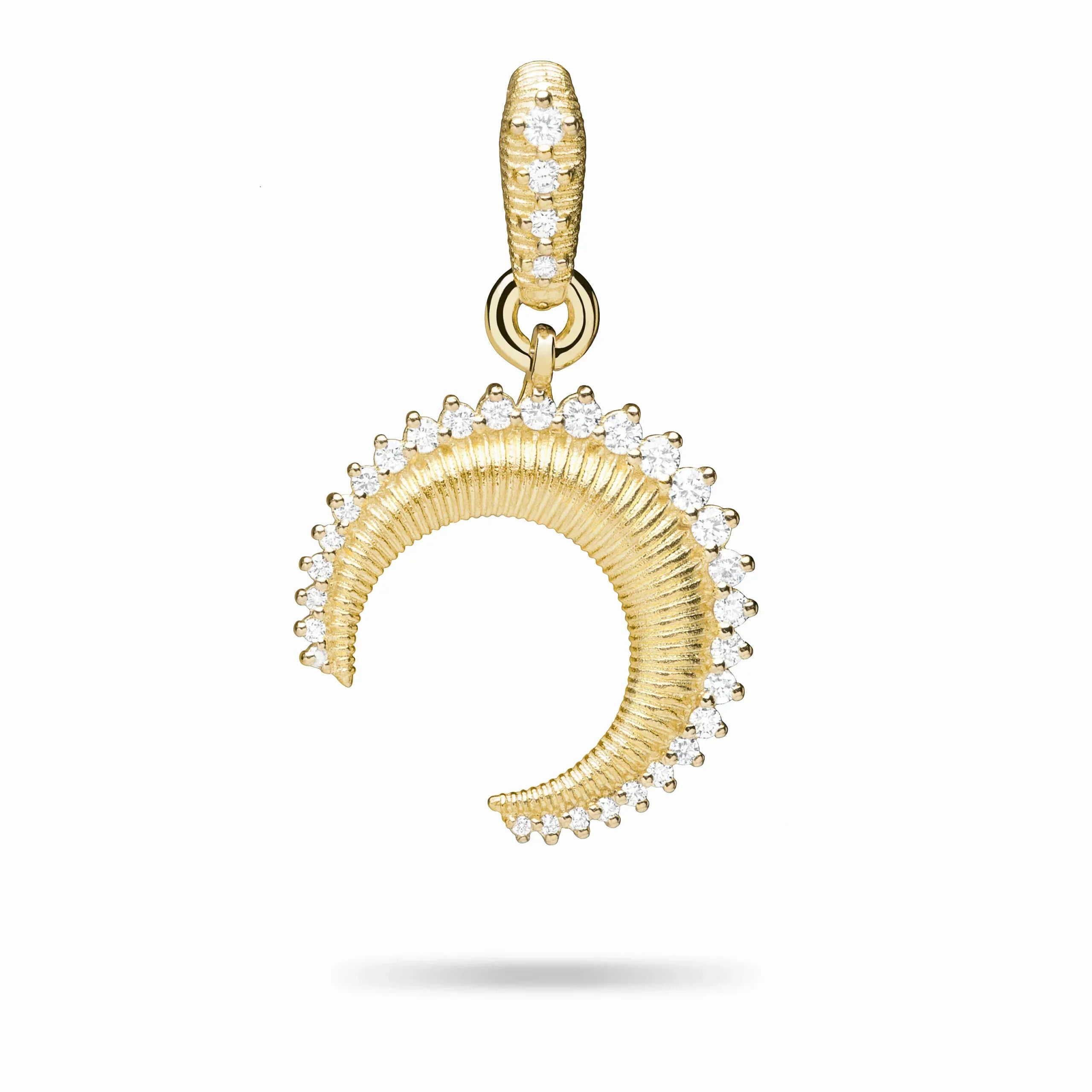 Yellow Gold and Diamond Crescent Charm