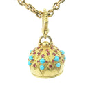 Yellow Gold Ruby Turquoise Meditation Bell #4