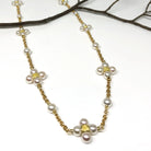 18" Yellow Gold and Pearl Cluster Necklace