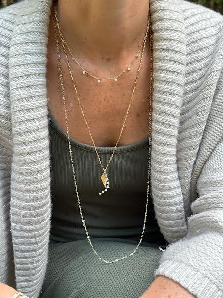 Floating Diamond Station Necklace