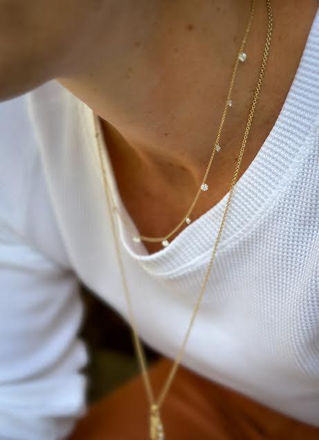 Floating Diamond Station Necklace