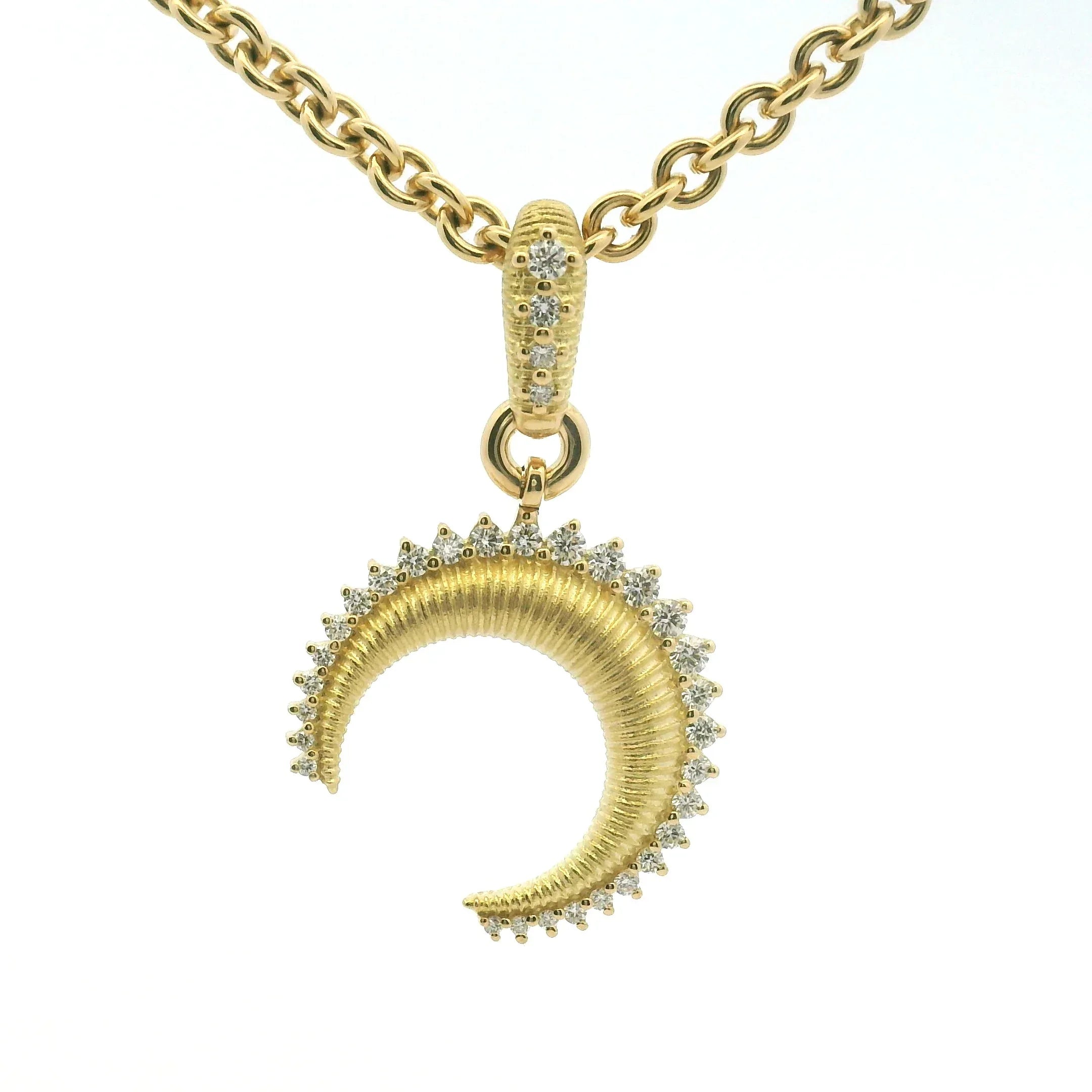 Yellow Gold and Diamond Crescent Charm