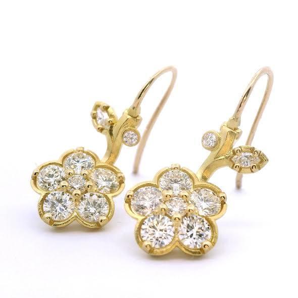 Diamond and 18 karat Yellow Gold Wild Child Earrings