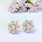 Yellow Gold, Diamond, Pearl Orbit Earrings