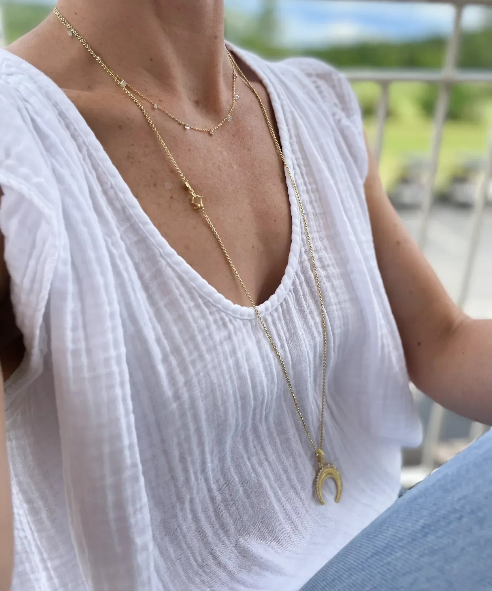 Floating Diamond Station Necklace