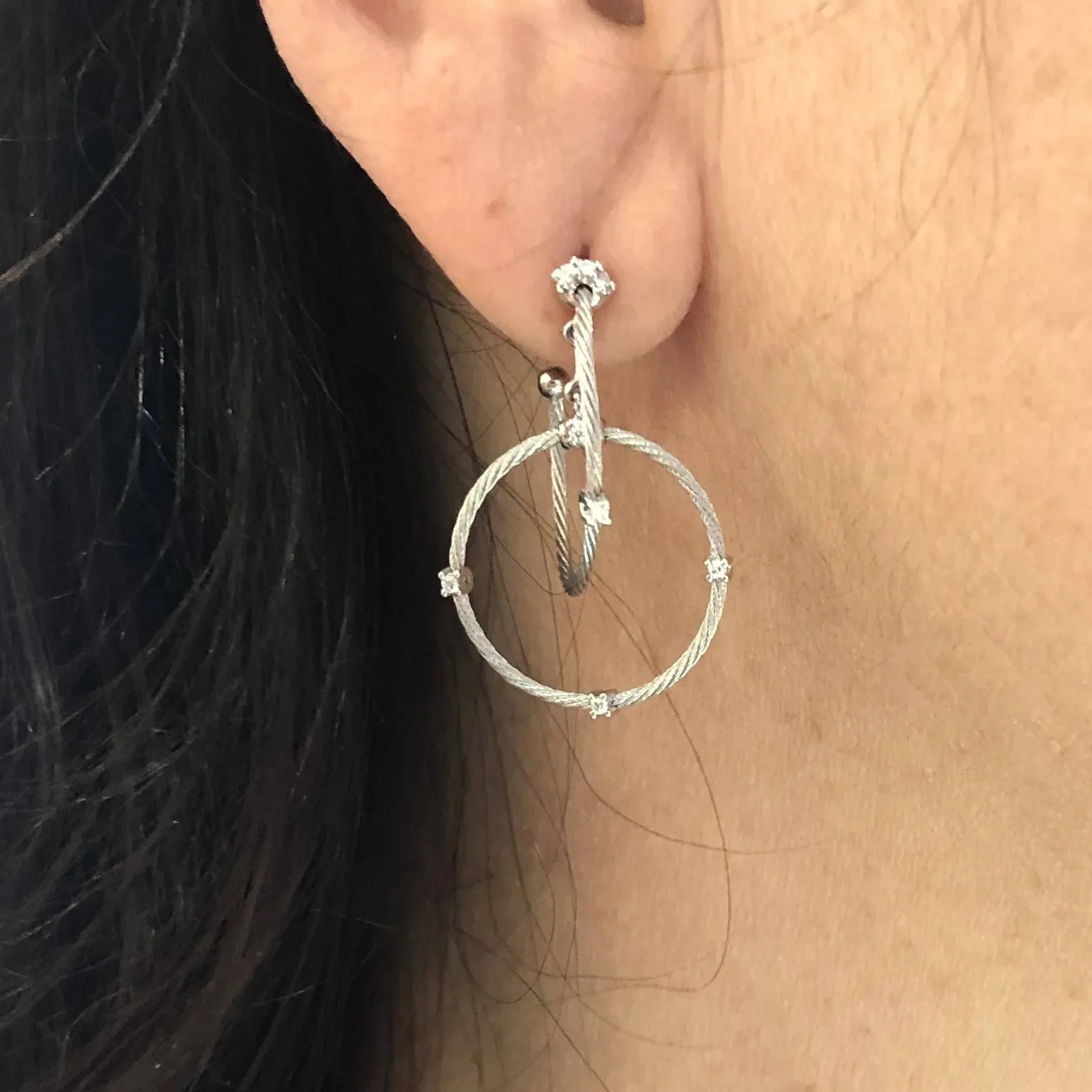 "Rain Chain" Cable and Diamond Earrings