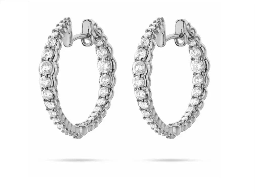 White Gold and Diamond Inside Out Hoop Earrings