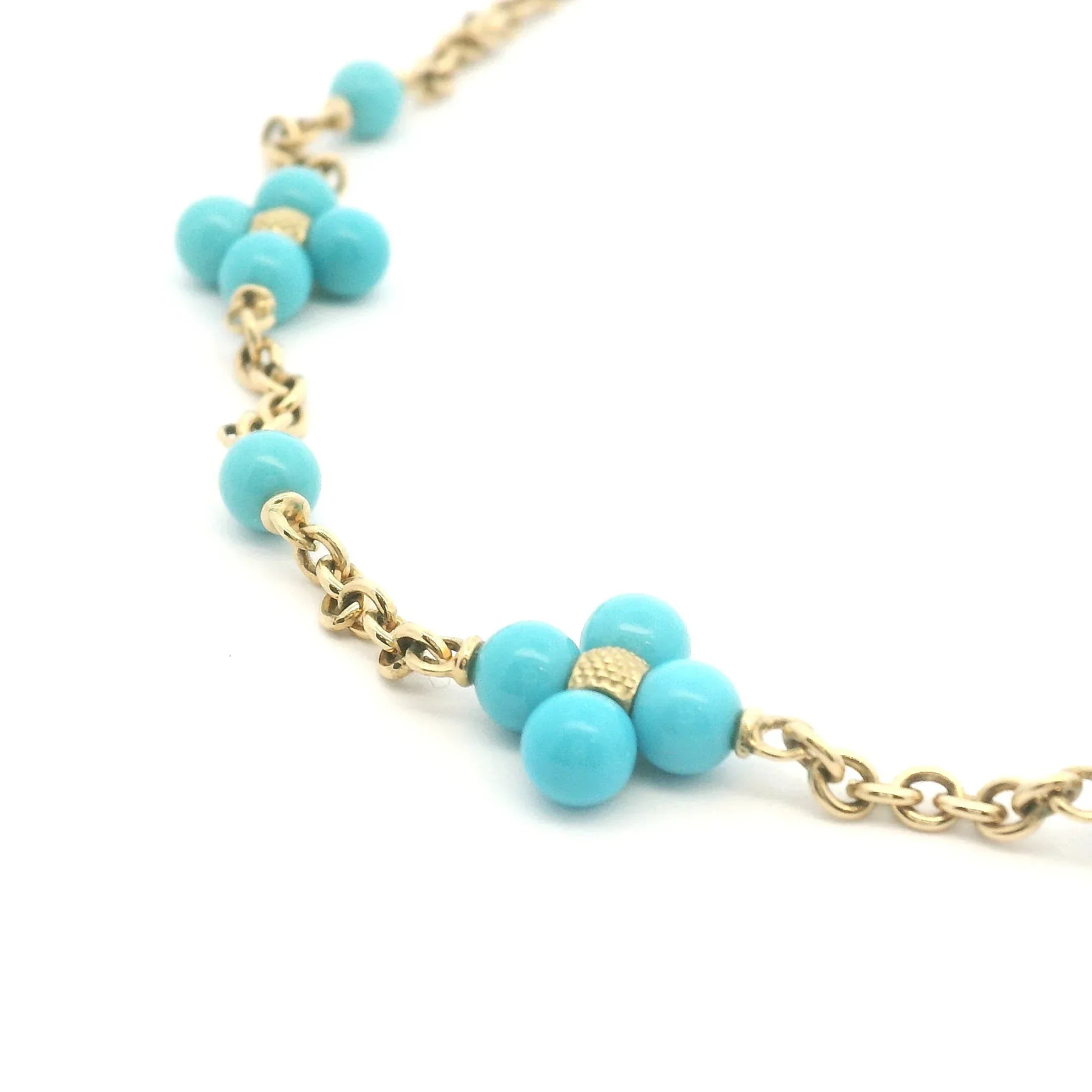 Yellow Gold Turquoise 'Sequence' Necklace