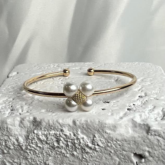 Yellow Gold and Pearl Cuff