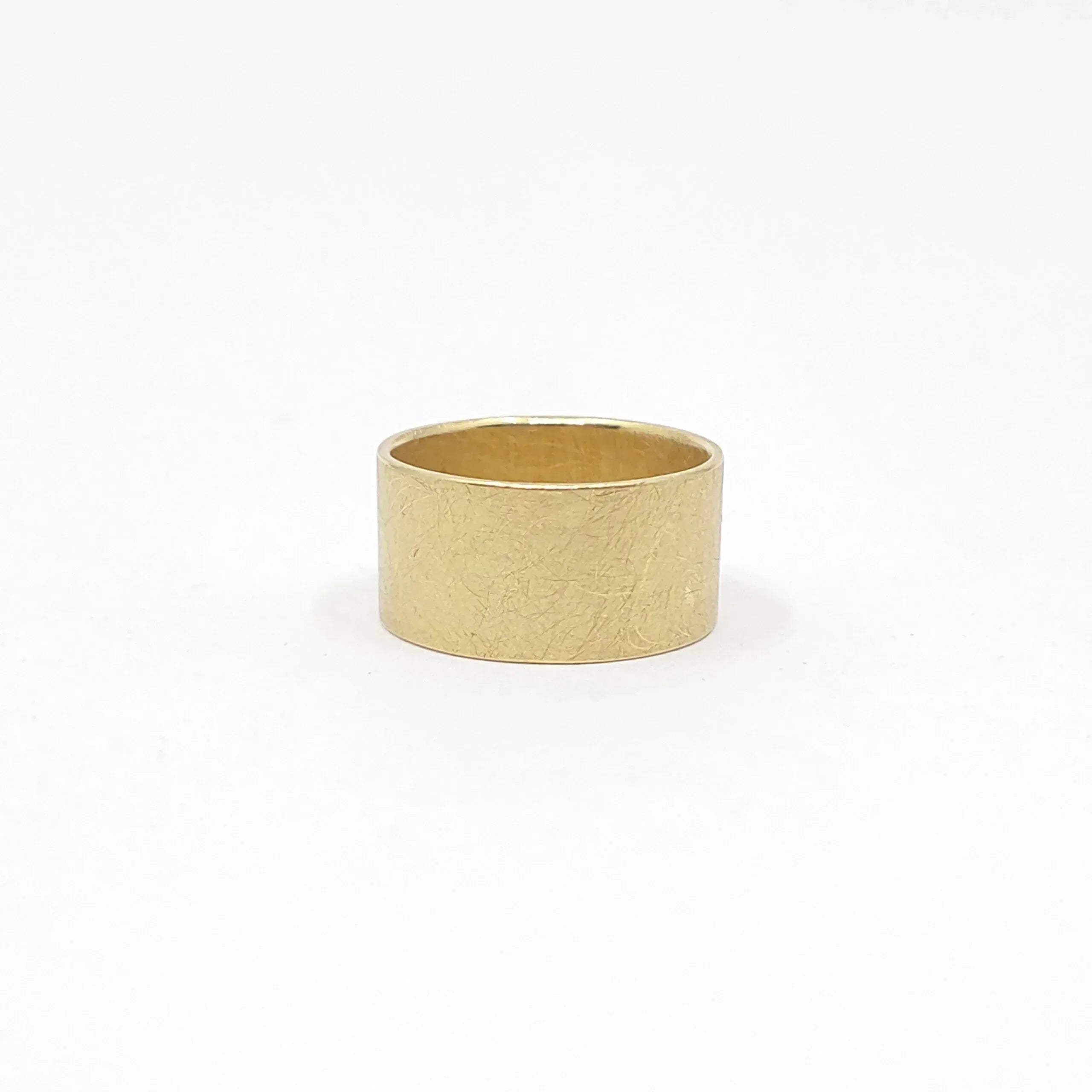 Hammered Yellow Gold Cigar Band Ring