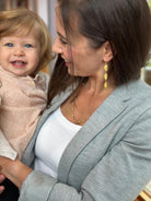 Yellow Gold Triple Drop Cylinder Earrings