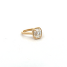 18K yellow gold ring with an old mine cut cushion diamond
