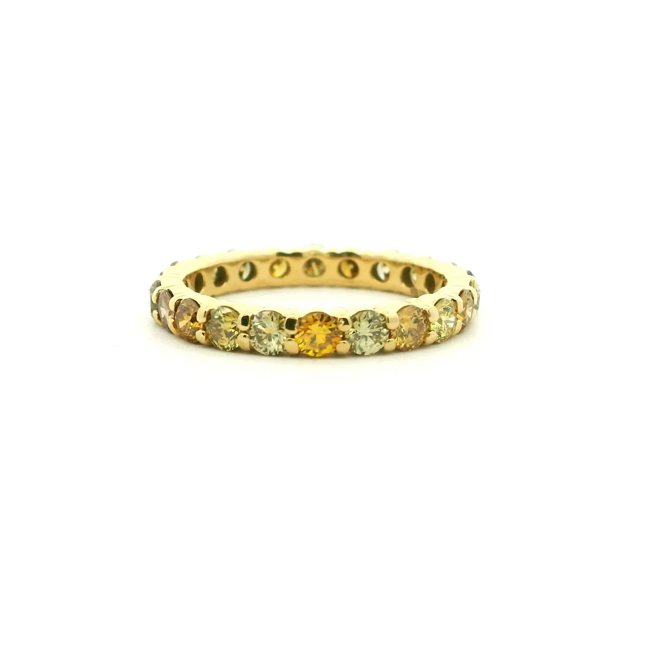 18 Karat Yellow Gold Natural Color Diamond Ring