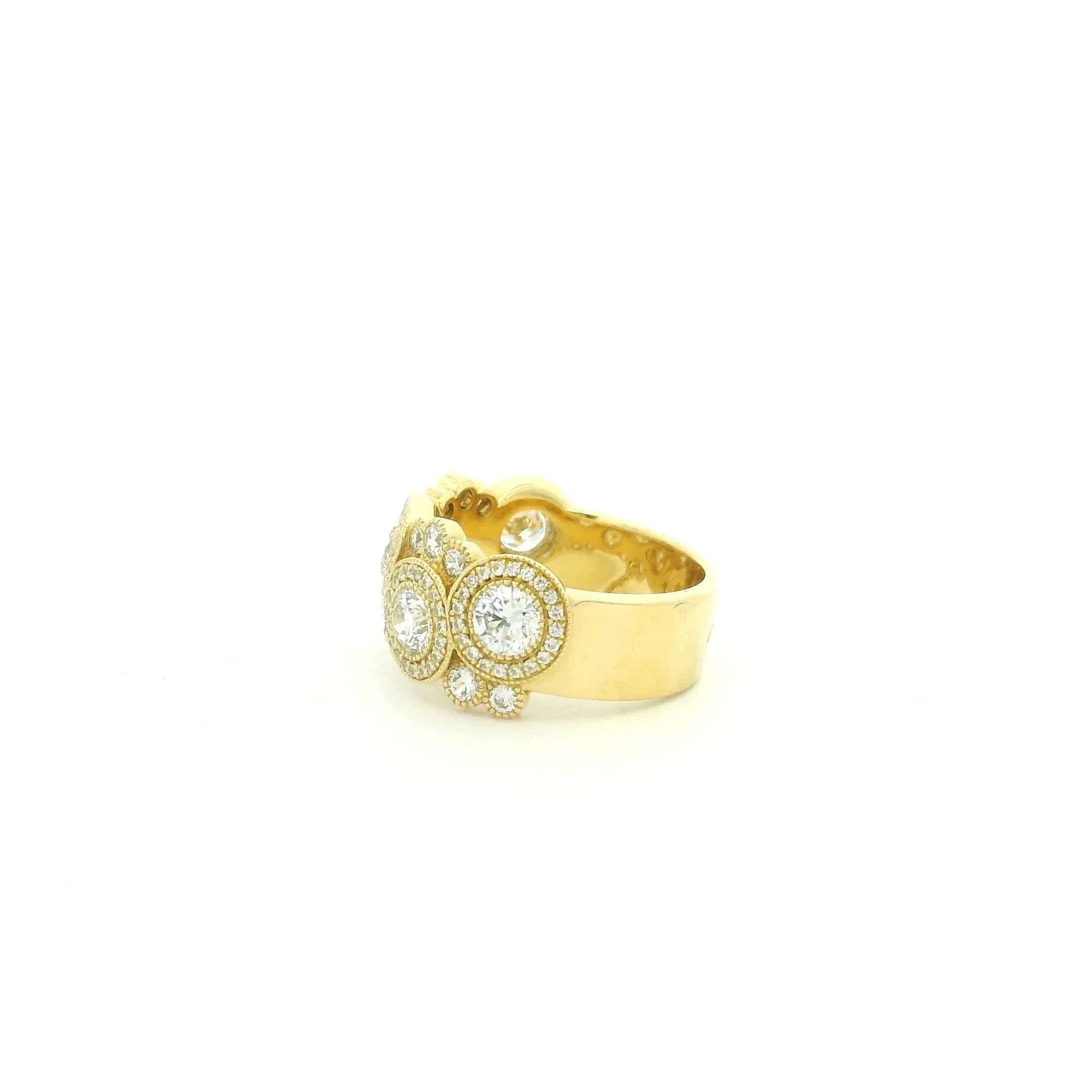 18 Karat Yellow Gold and Diamond "Bubble" Ring