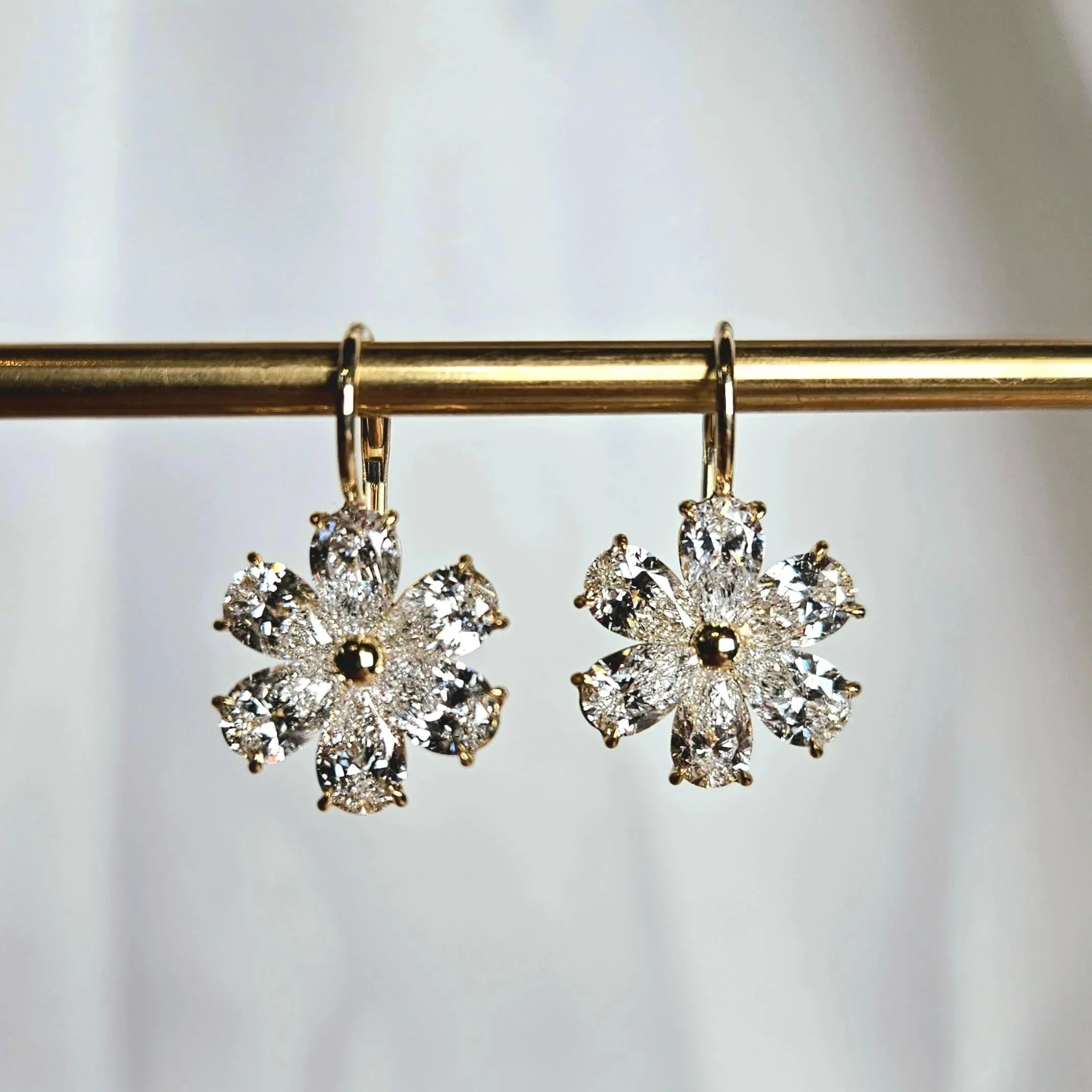 3.74 CT Flower Drop Earrings