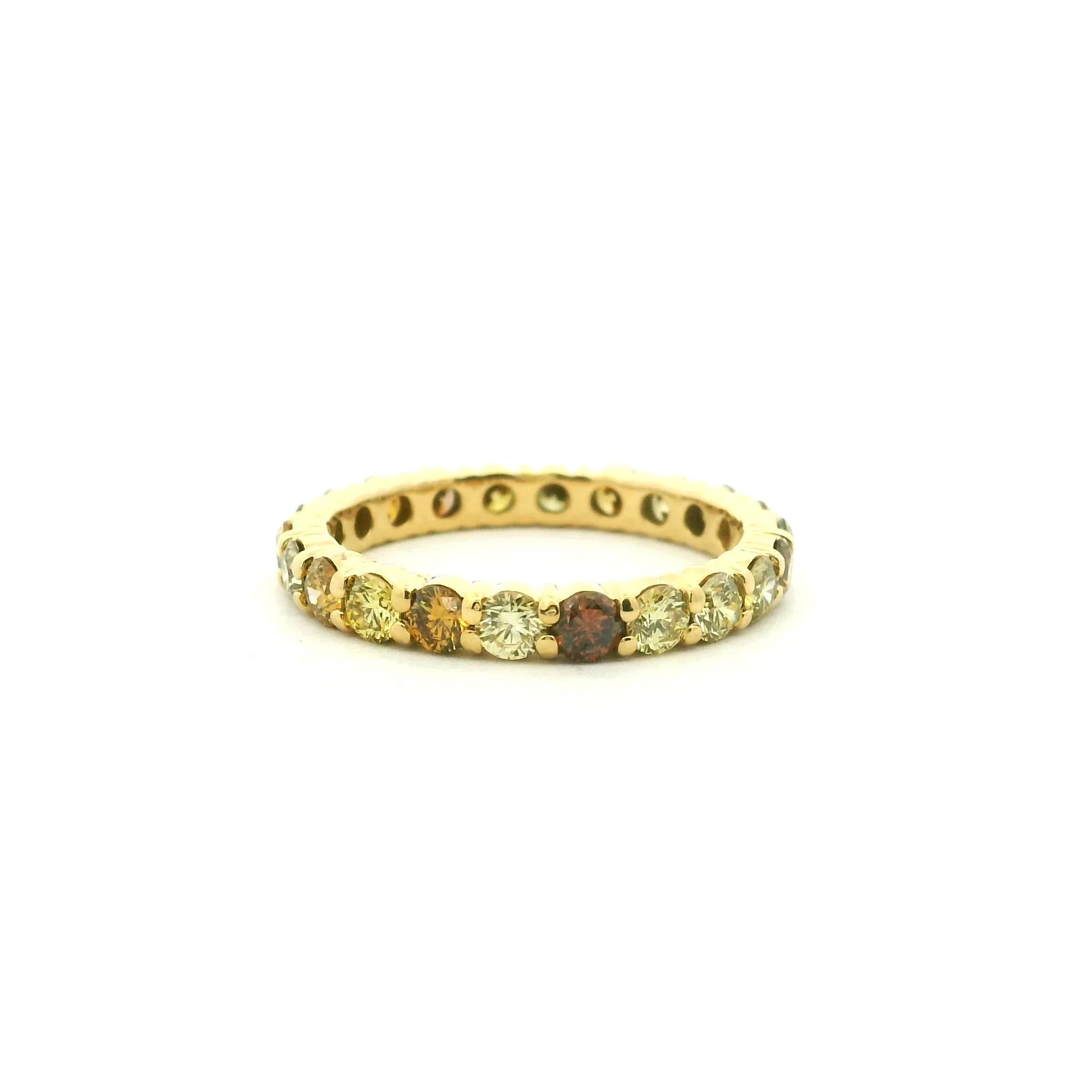 18 Karat Yellow Gold Natural Color Diamond Ring