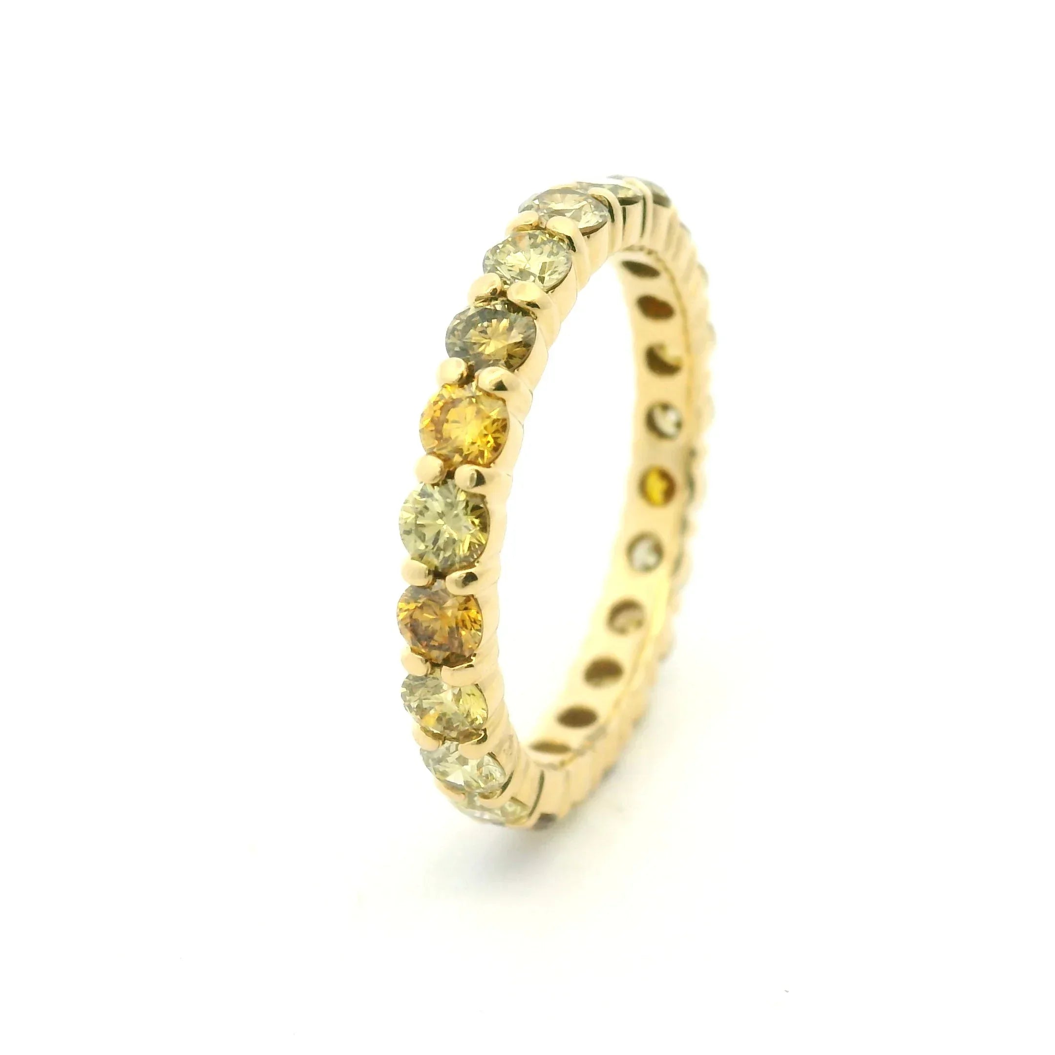 18 Karat Yellow Gold Natural Color Diamond Ring