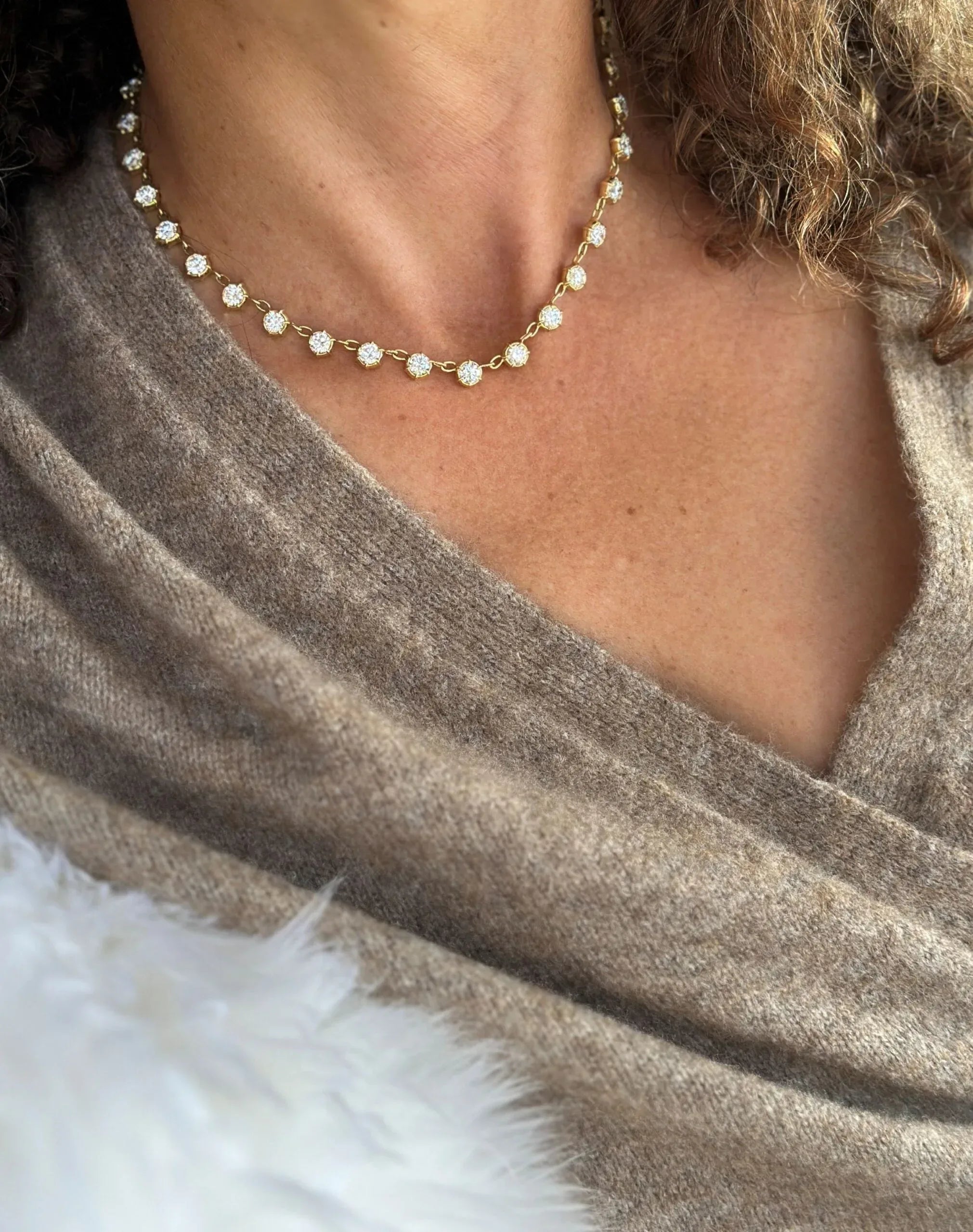 Yellow Gold and 14.12 carat Diamond Necklace