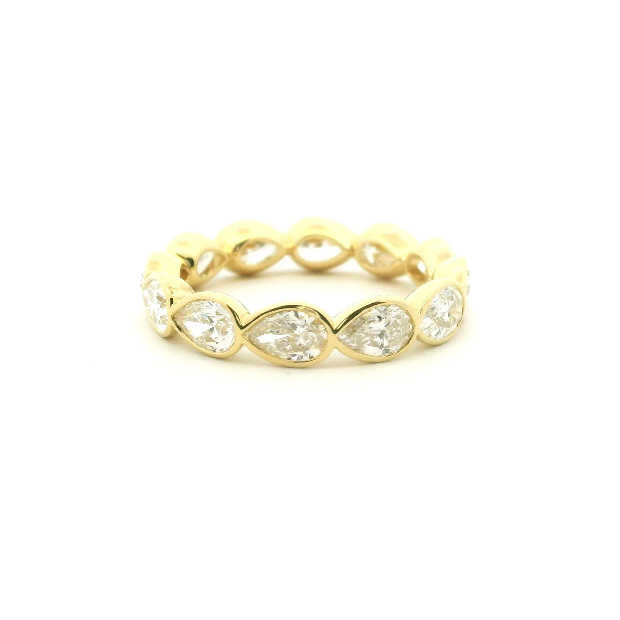 18 Karat Yellow Gold Pear Shape Diamond Eternity Band