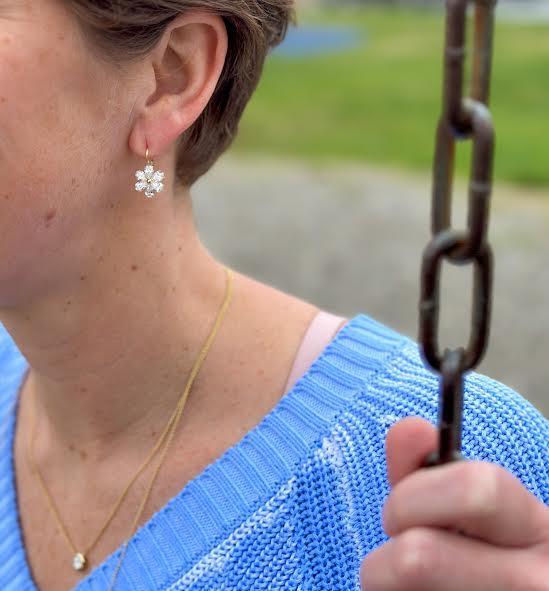 3.74 CT Flower Drop Earrings