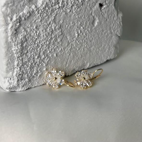 3.74 CT Flower Drop Earrings