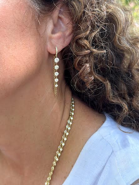 Diamond Huggie Chain Earrings