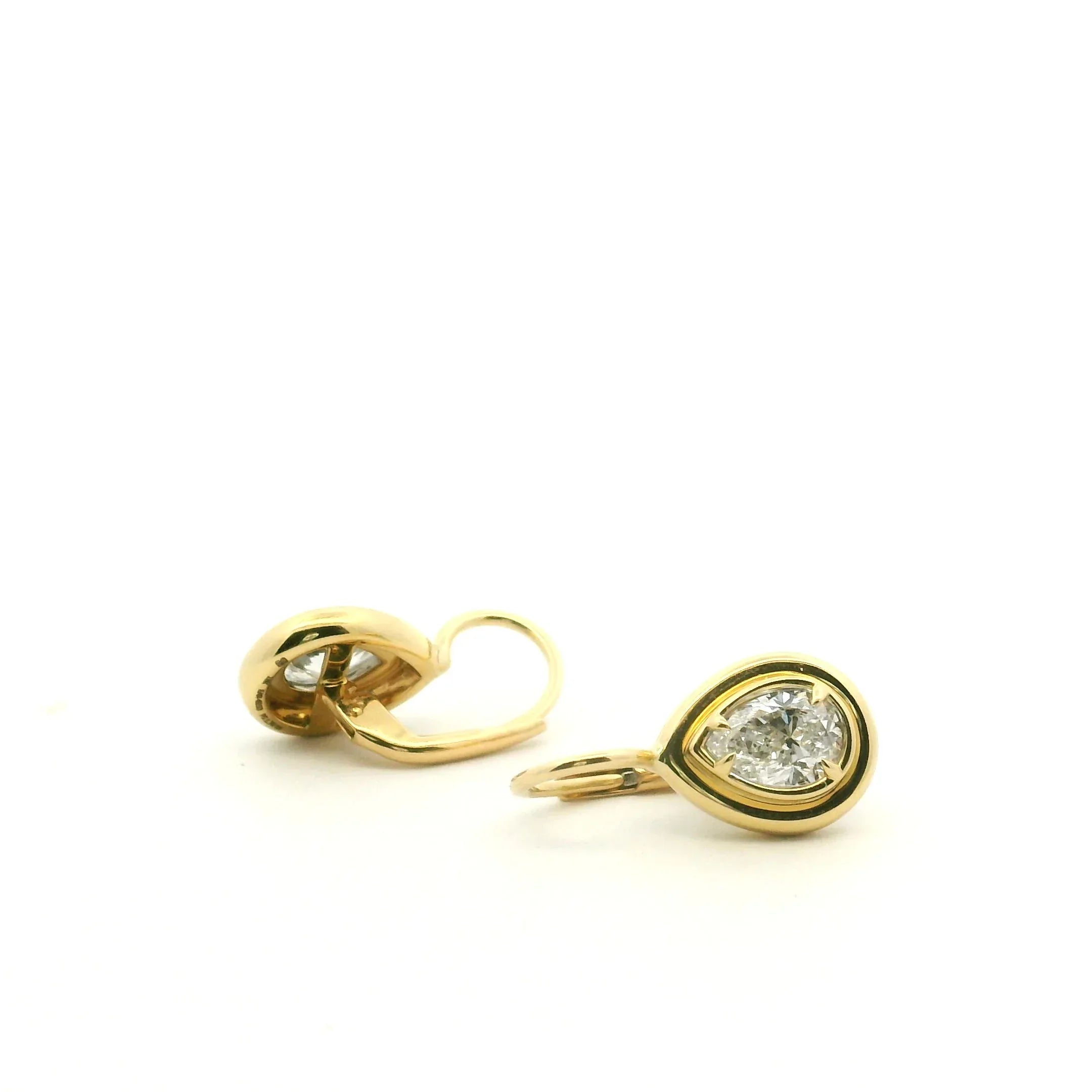 18 Karat Yellow Gold and Diamond Drop Earrings