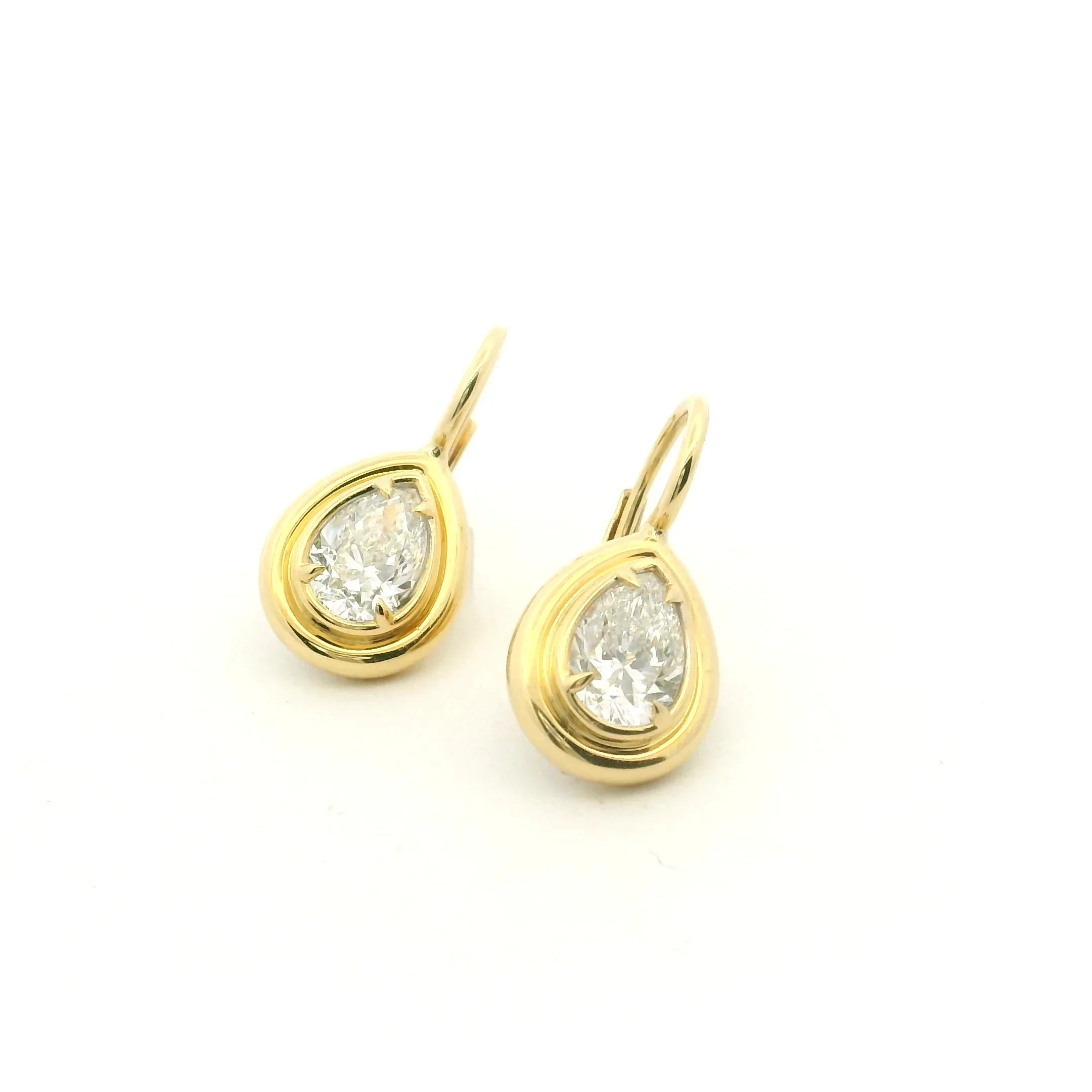 18 Karat Yellow Gold and Diamond Drop Earrings