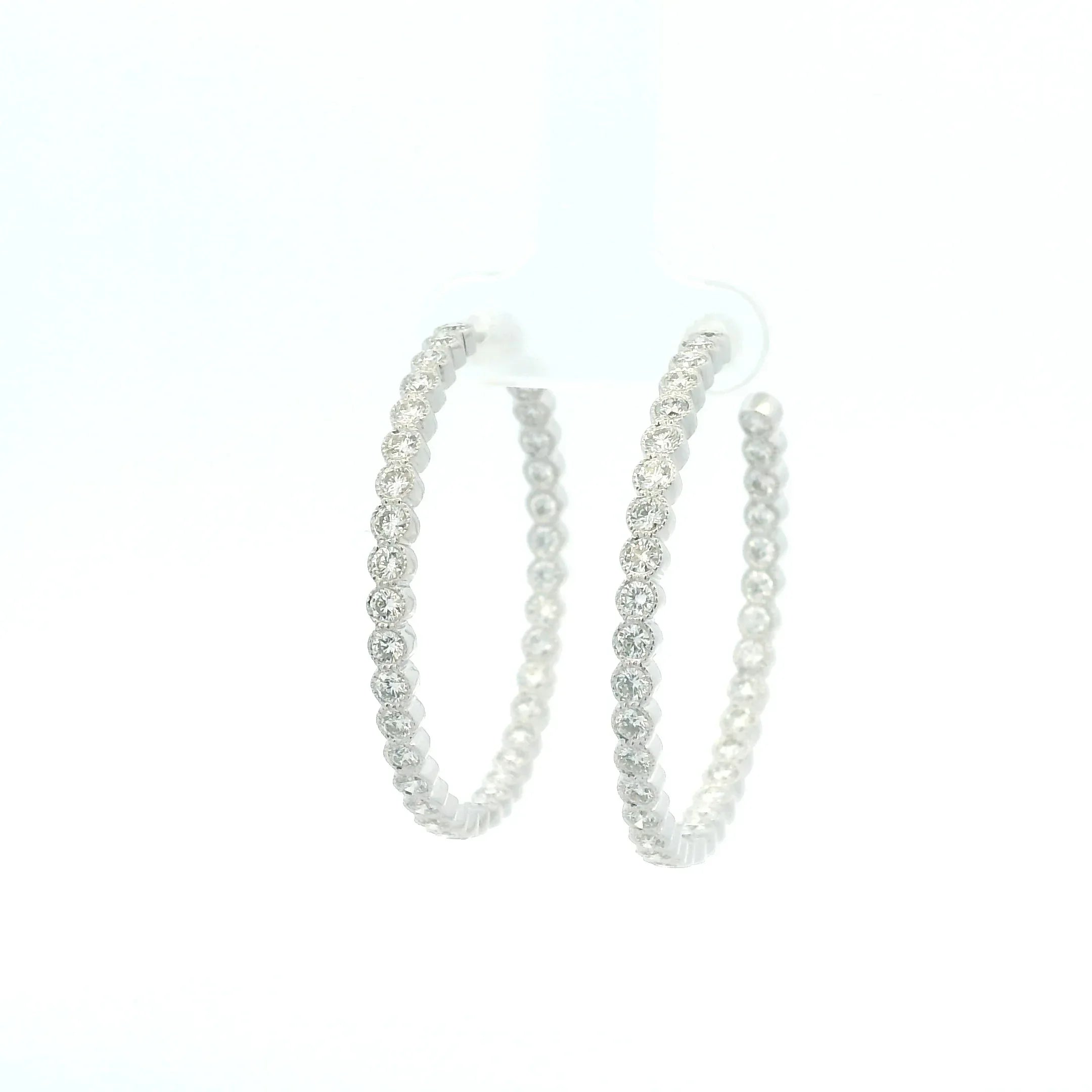 White Gold and Diamond Milgrain Hoops