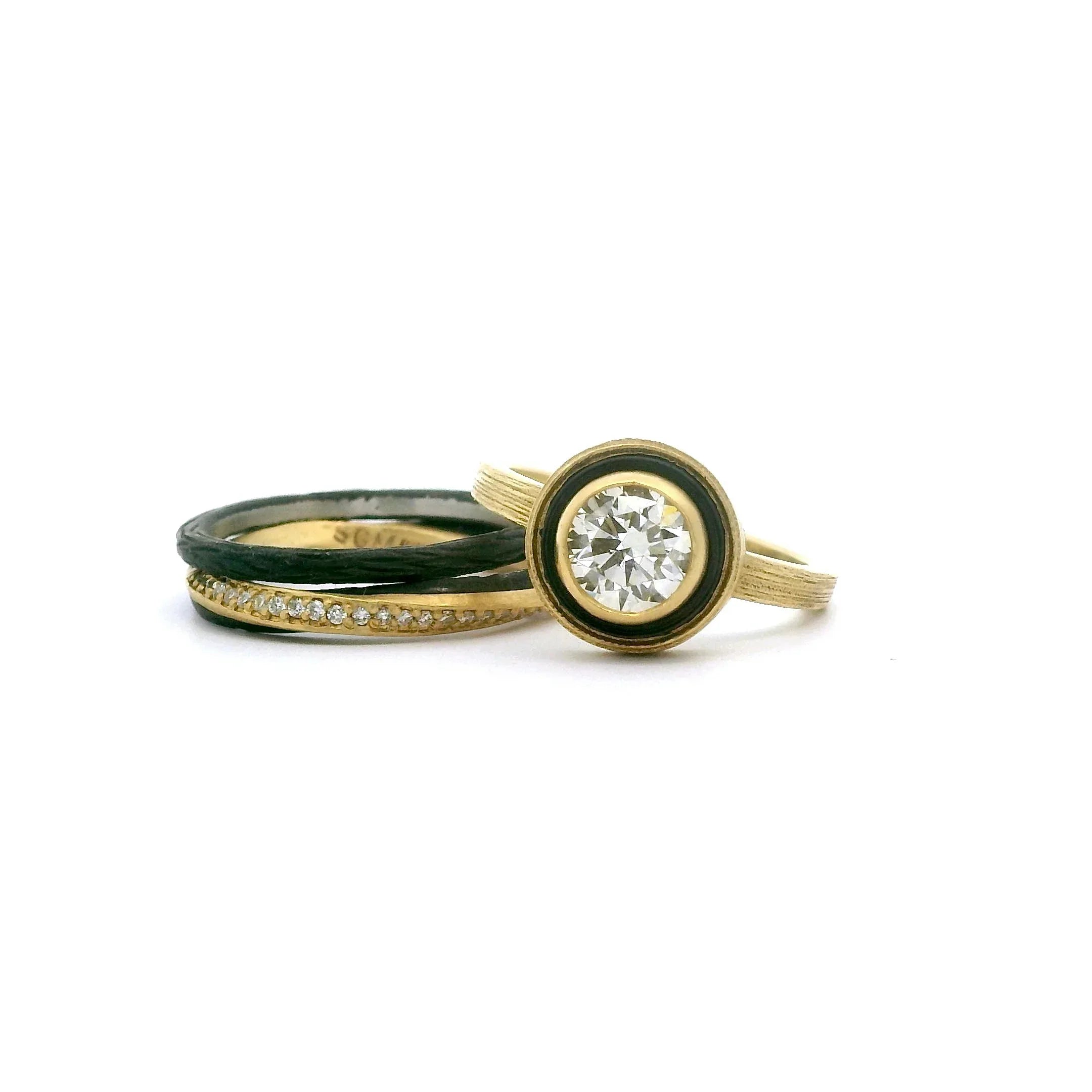 Gold and Cobalt Chrome Diamond 'Eclipse' Band